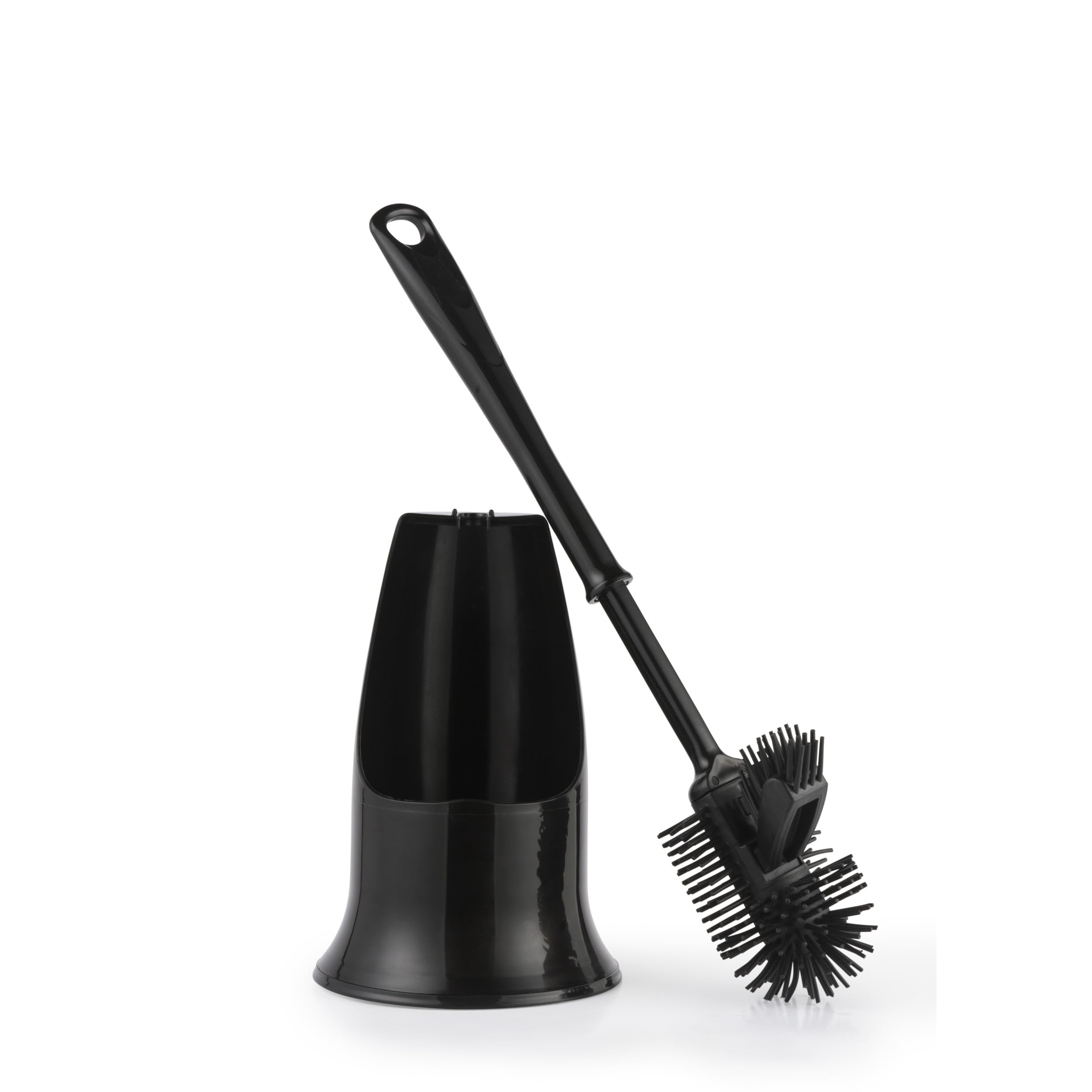 Beldray Antibac Silicone Toilet Brush - Includes Holder, Built In Rim Cleaner, Treated With Zinc Prythione To Reduce Bacteria Build Up, Non-Scratch Bristles, Slim Easy Grip Ergonomic Handle, Black