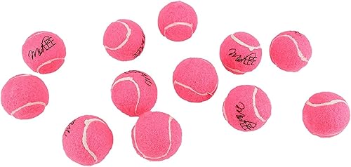 Midlee Juego de 12 mini pelotas de tenis para perros chirriantes rosas de 1.5 pulgadas