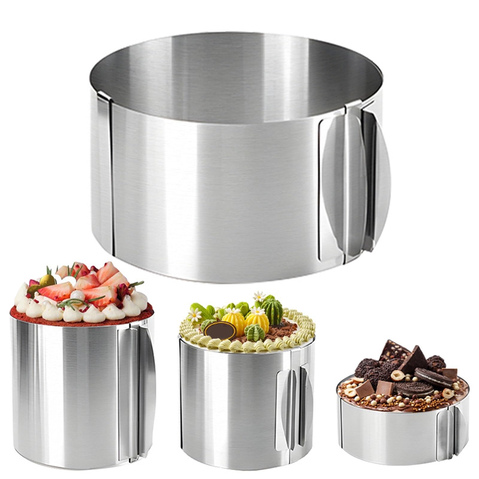 Anillos Para Tartas Anillo for Mousse de acero inoxidable, 2 uds., 6-12 pulgadas, círculo ajustable de acero inoxidable for pastel, herramientas for hornear, moldes for pasteles con escamas(15cm)