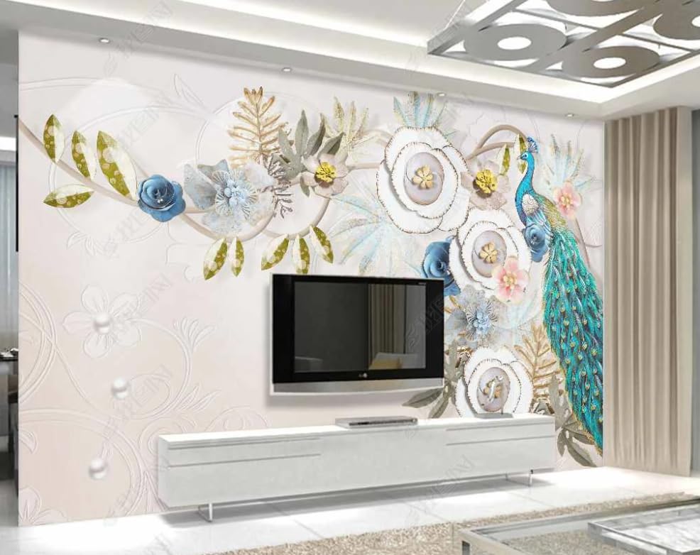 Poster géant mural paon de fortune florissante pour sublimer le mur de la chambre
