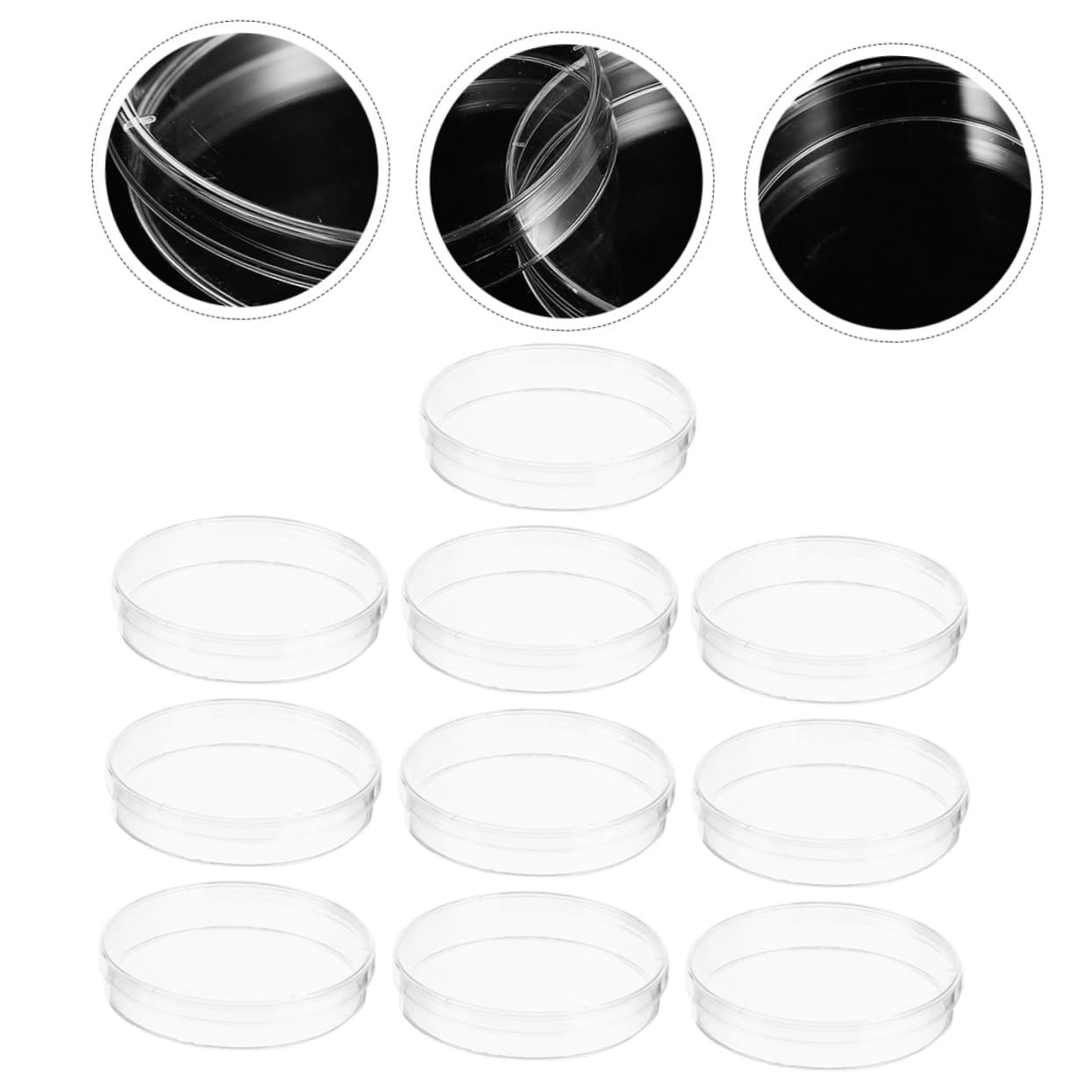 GLEAVI 50pezzi Piastra Petri Trasparente Da Laboratorio Con Coperchio Per Coltura Cellulare e Analisi Scientifica Facile Osservazione e Utilizzo Materiale Plastico Resistente