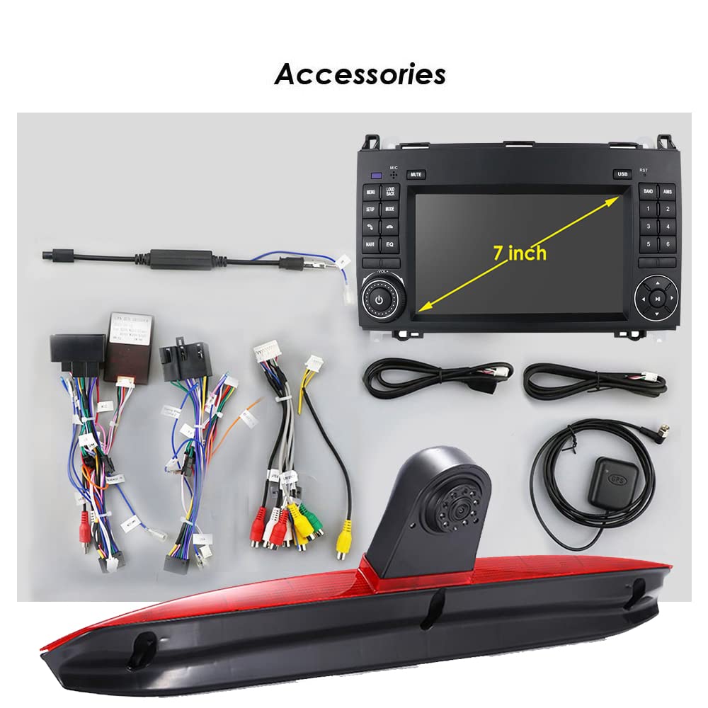 7" Android Auto Radio GPS Navigator Navigation Carplay Fit for Mercedes Benz Vito W447 111 114 116 CDI Cargo Van Kasten Tourer Bus mit BT FM USB RDS TPMS SWC Pip Mirror Link+Auto Bremsleuchte Kamera