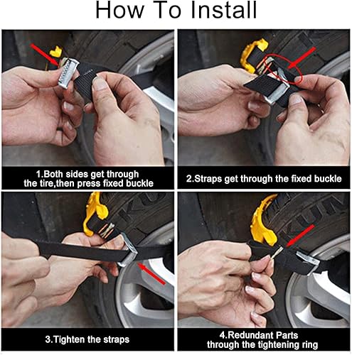 Miniatura 5 de Cadenas de nieve antideslizantes para automóvil, cadenas ajustables antideslizantes para neumáticos de automóvil, cadenas de nieve para neumáticos