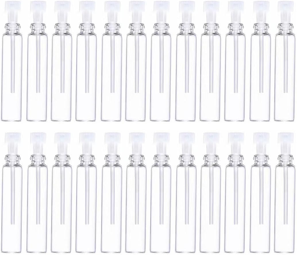Parfumlism 2Ml 100 Pcs Empty Perfume Samples Bottles Mini Glass Tube With White Rod Caps Refillable Vials For Aromatherapy, Essential Oil, Fragrance And Liquid (2Ml)