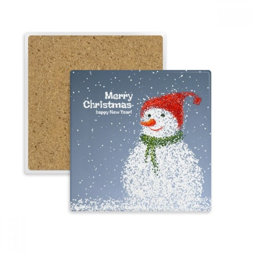 Cadeau Boissons Noël Coaster en Pierre Absorbante Design Bonhomme de Neige
