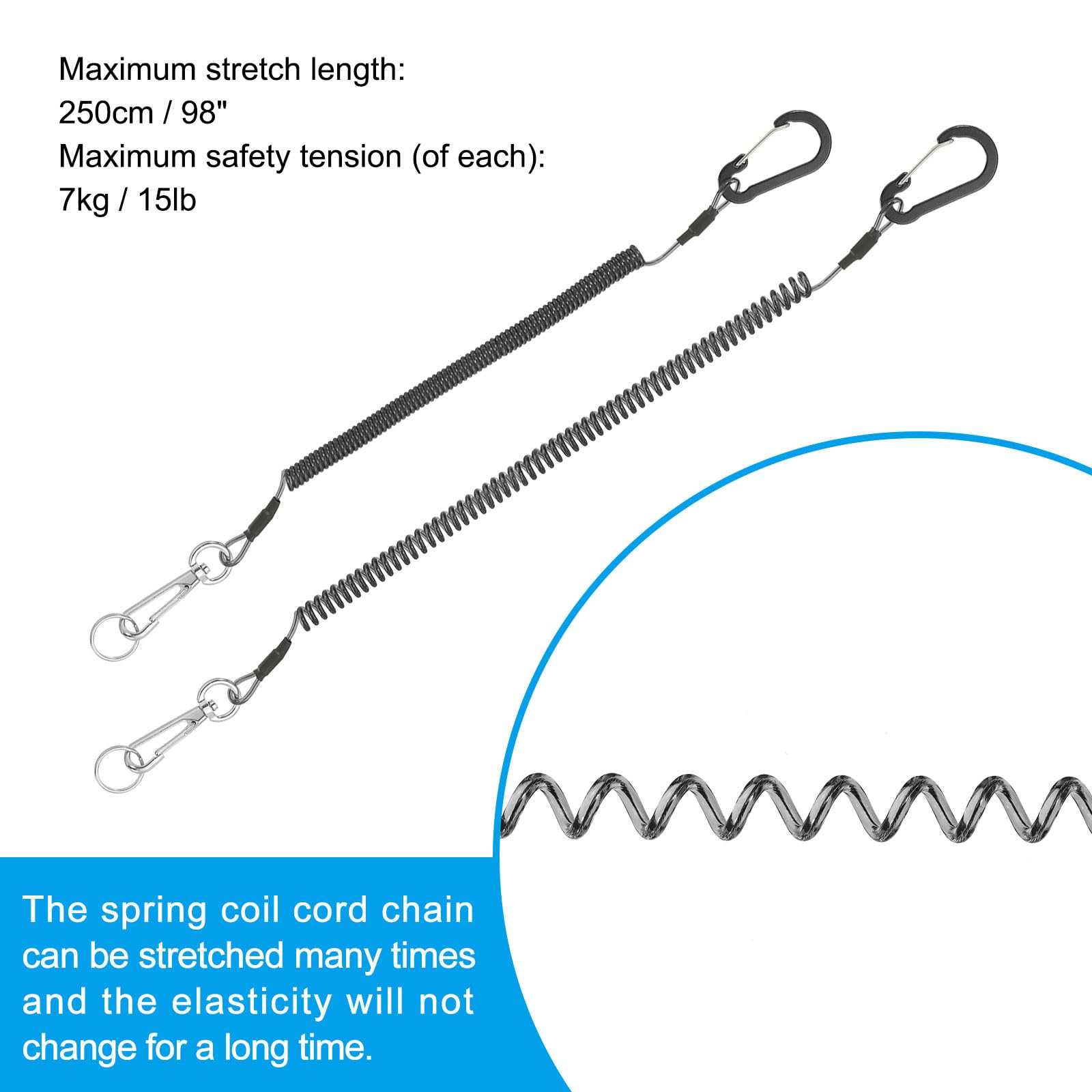 PATIKIL 3pcs Retractable Spring Coil Straps - Image 3