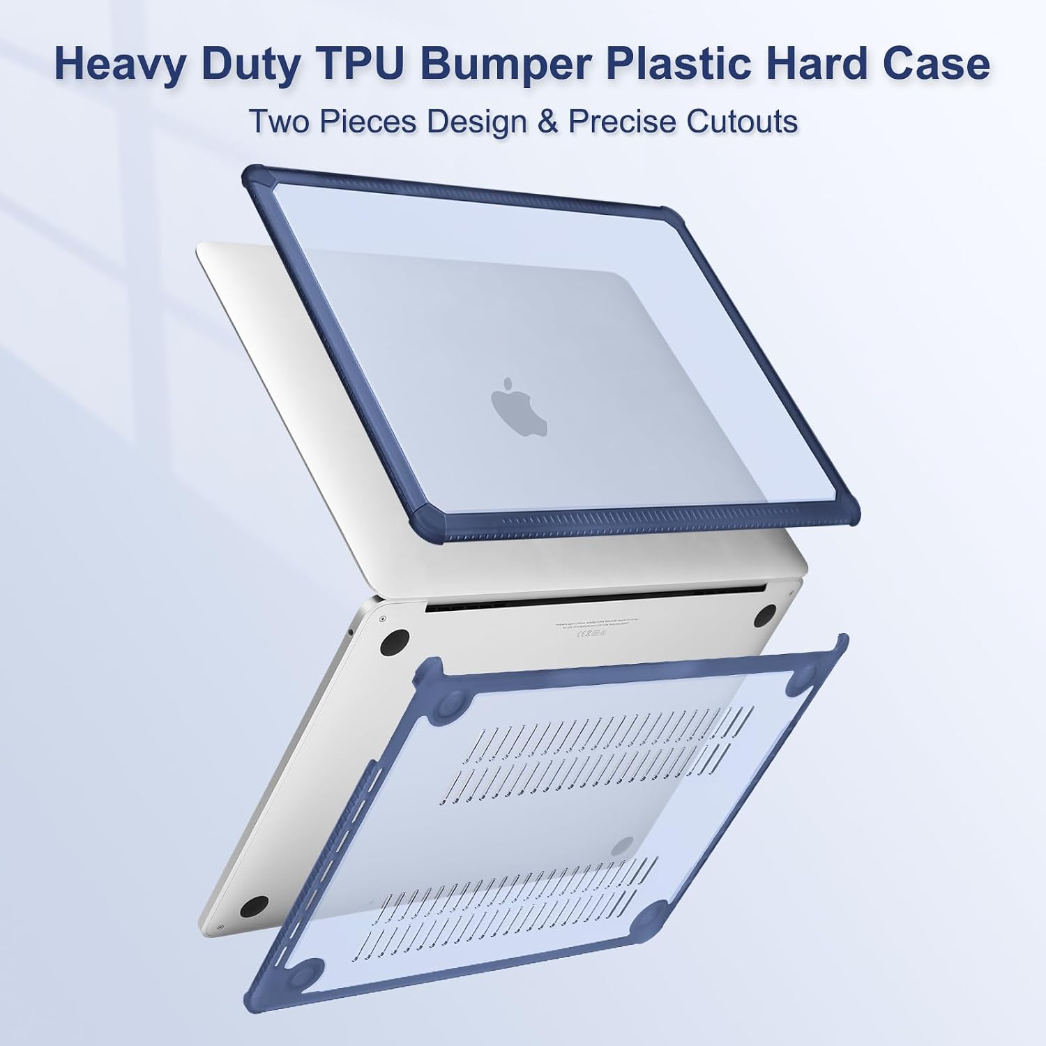 MOSISO Crack-Resistant Cover Compatible with MacBook Pro 13 inch Case M2 2026-2016 A2338 M1 A2251 A2289 A2159 A1989 A1708 A1706,Heavy Duty Shell with TPU Bumper&Keyboard Cover&ScreenFilm, Haze Blue