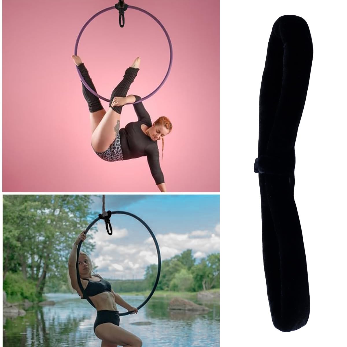 Ausi Cinghia da polso per cerchio aereo per yoga e acrobazie aeree per adulti, allenamento della forza con anello di sicurezza in filo portante ad alta resistenza