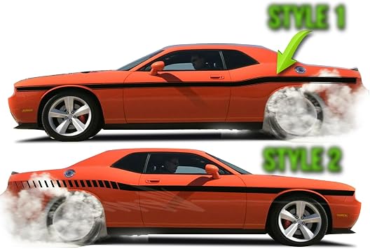 Side Stripe Racing Graphics Vinyl Decal Sticker Kit Stripe Compatible with Dodge Challenger Scat Pack Stripe Kit 2009-2014 2015-2023 Style 1, Blue