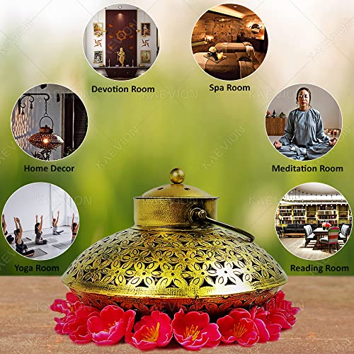 Image of Antique Handicraft Brass Traditional Home Decor Tabletop Cone Incense Burner|Brass Decoration Items for Home,Wall,Gifting,Dewali Decoration Yoga,Meditation,Spiritual Devotion (Only Degchi)
