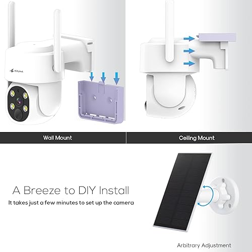 Miniatura 5 de Kittyhok Sistema de cámara de seguridad solar inalámbrica  8 cámaras de seguridad solar para exteriores 2K Ultr Pan Tilt con detección humana, foco