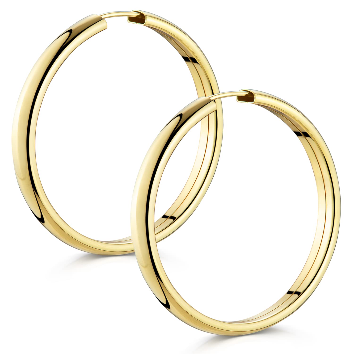 MATERIA by Matthias Wagner Gold Creolen Damen 4mm breit - 925 Silber Ohrringe 25-48mm Durchmesser