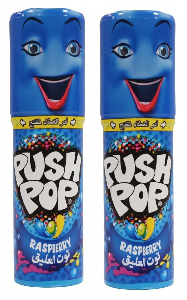 Bazooka Candy Brands Push Pop Raspberry Candy, Blue Face Design, Each 15g X 2 Pack (Product Of Thailand) From DECADENT-image-38