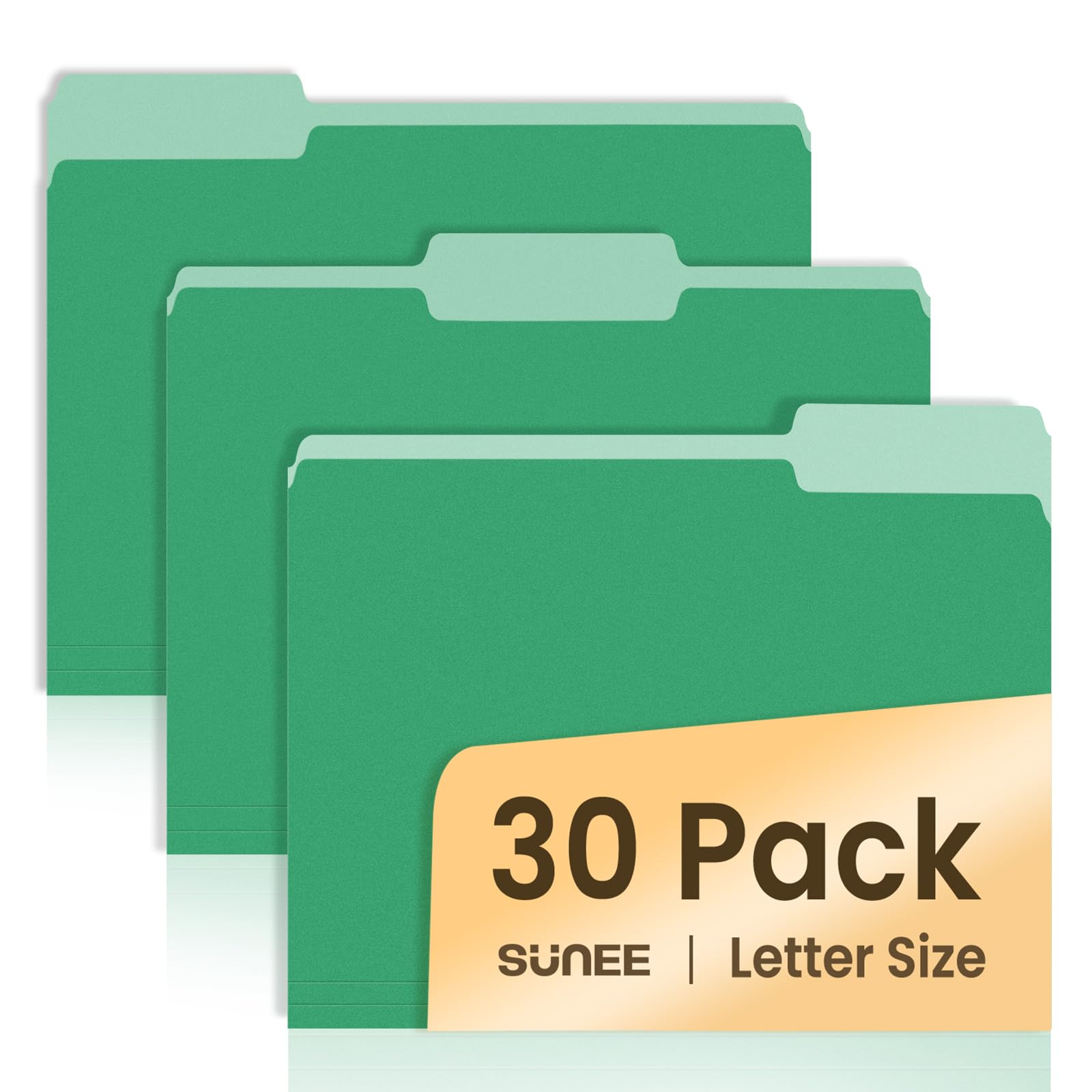 SUNEE File Folders, 30 Pack Manilla Folders 8.5 x 11, Colored File Folders Home Office School Supplies for Documents Files Paper, Green