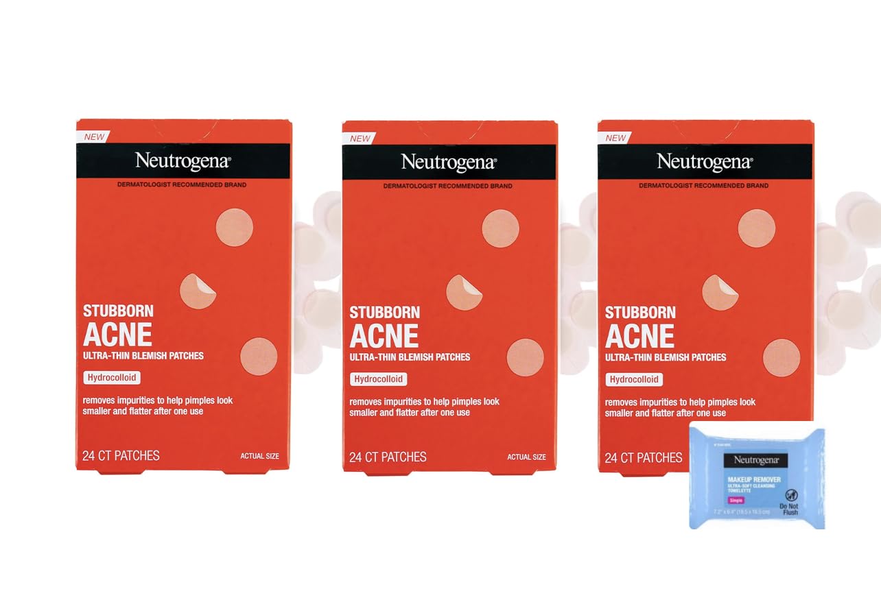Neutrogena Stubborn Acne Blemish Patches Ultra-Thin Hydrocolloid Acne Patch Absorbs Fluids Removes Impurities To Help Pimples Look Smaller