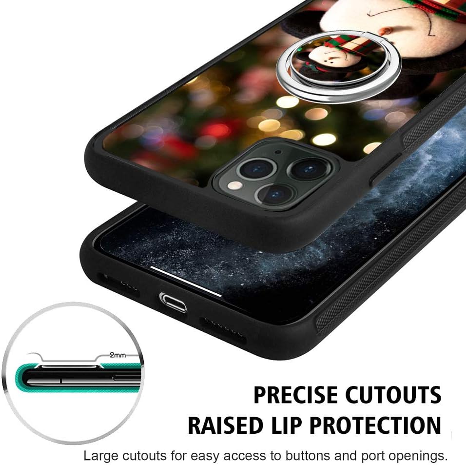 Universal Custom Christmas iPhone 11 Pro Max Case with Ring Holder Kickstand Rotational Heavy Duty Armor Protective TPU Bumper Shell Cover for Christmas iPhone 11 Pro Max