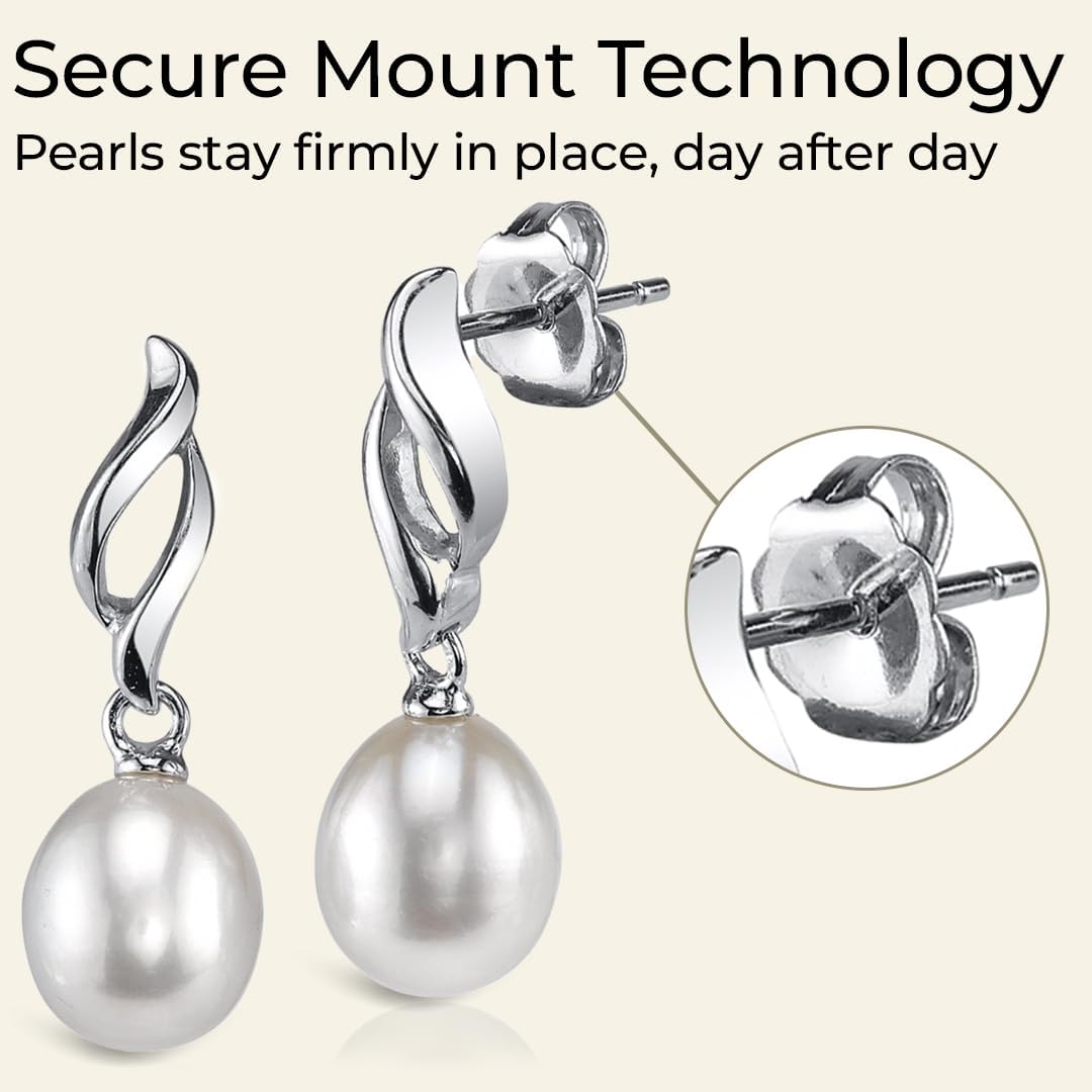 THE PEARL SOURCE AAAA Quality 14K Gold Plated Freshwater Real Pearl Earrings for Women | Hypoallergenic Earrings with Genuine Cultured Pearls Pearl Gifts for Anniversary