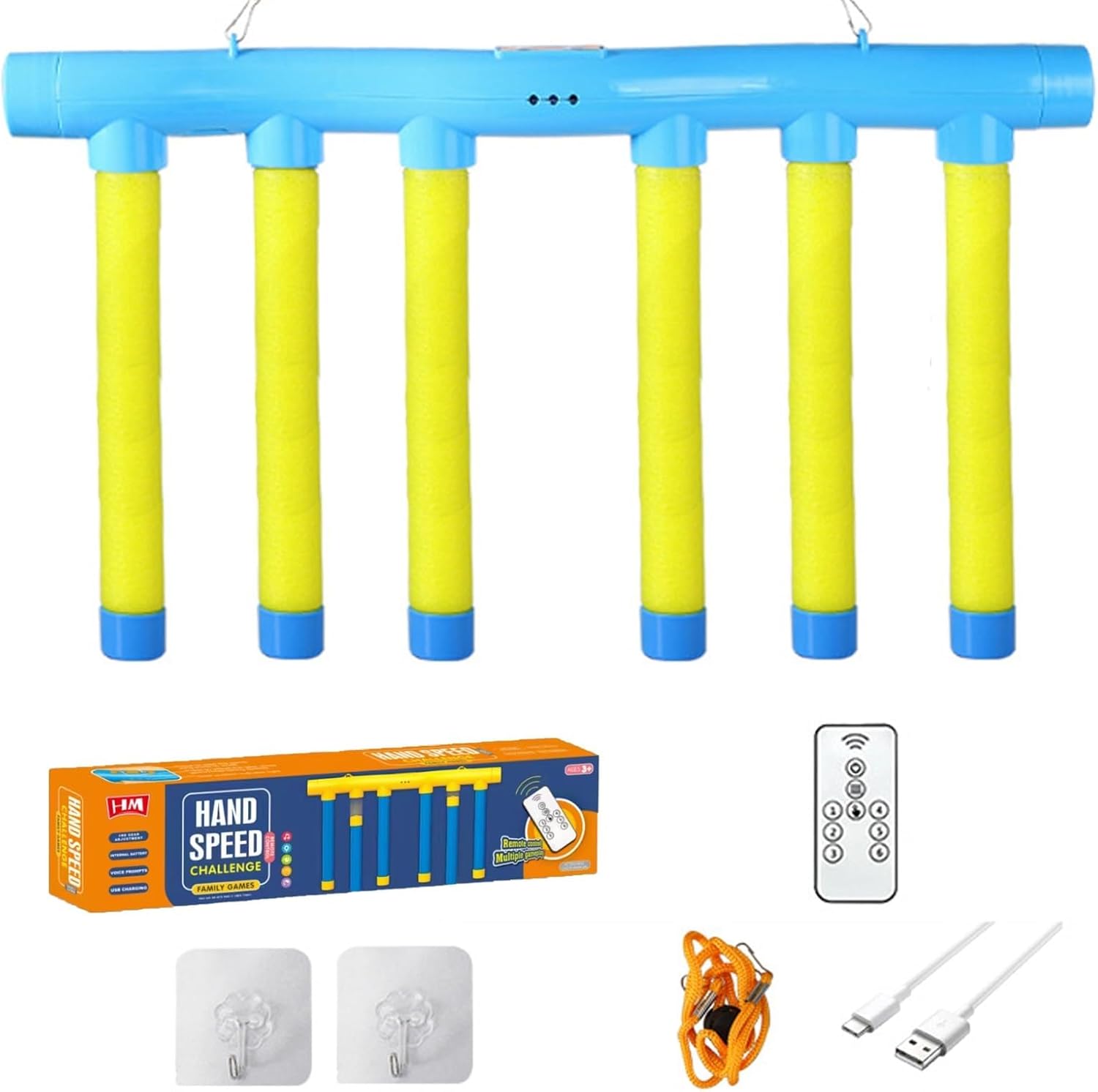 Reflex Drop Sticks Challenge Game Hand Eye Coordination Training Toy Reaction Time Training Catching Stick Game Seniors USB Rechargeable Falling Sticks Agility Equipment Party Toy