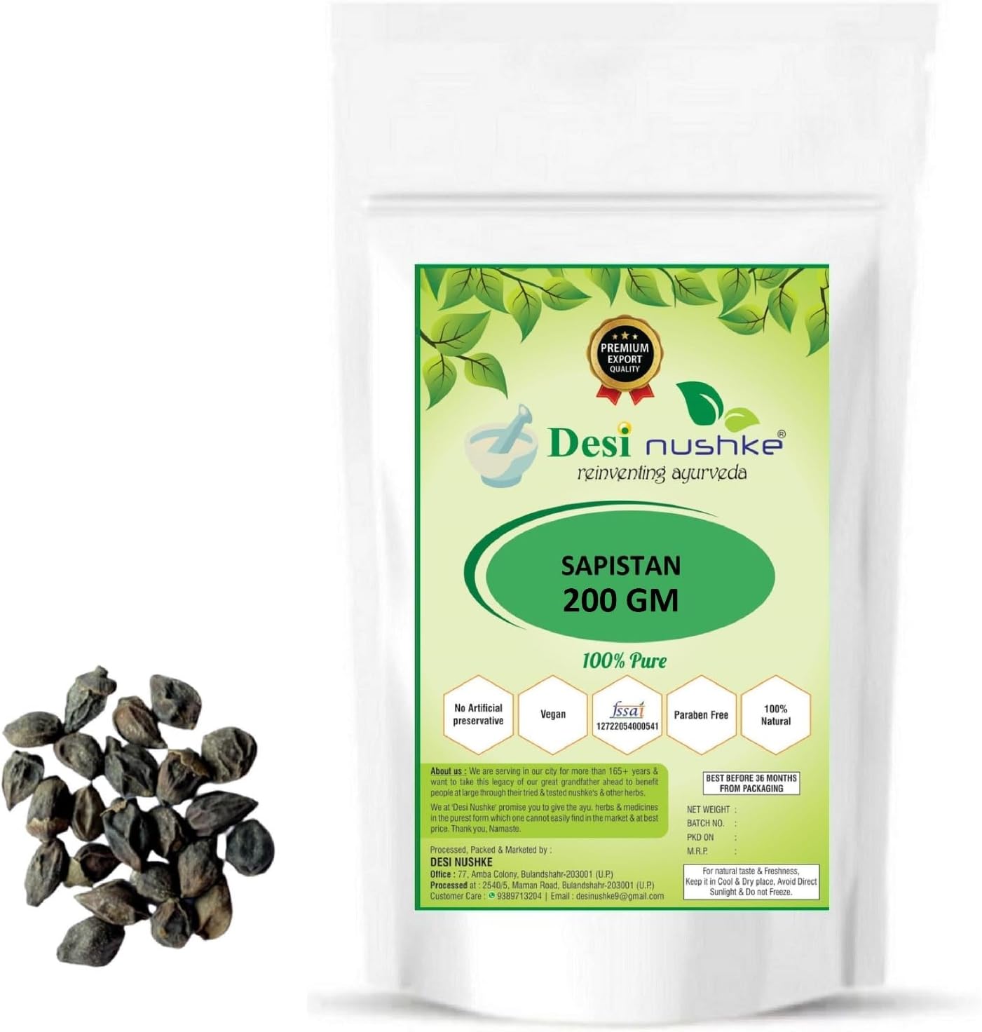 SAPISTAN - 200 gm - LISODA (CORDIA LATIFOLIA) - LASODA - LASORA - LISODA - LESUA - 100% Natural & Organic