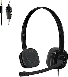 Headset com fio Logitech H151 com Microfone com Redução de Ruído e Conexão 3,5mm