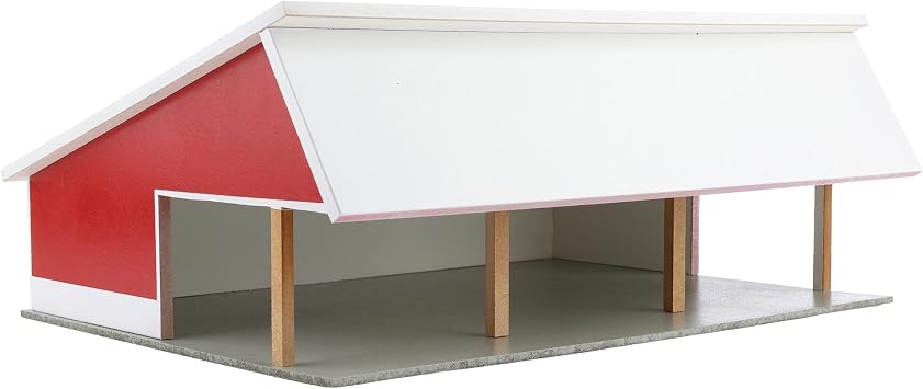 1/64 Red & White 64ft x 48ft Wooden Cattle Shed with Removeable Roof STA-223