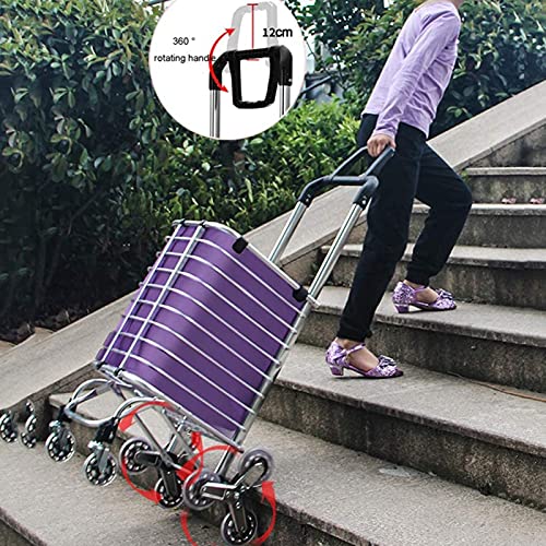 Leichter Einkaufstrolley auf Rädern, faltbarer Treppenklettern, Einkaufswagen mit größerem Stauraum, Edelstahlrahmen – Bild 6
