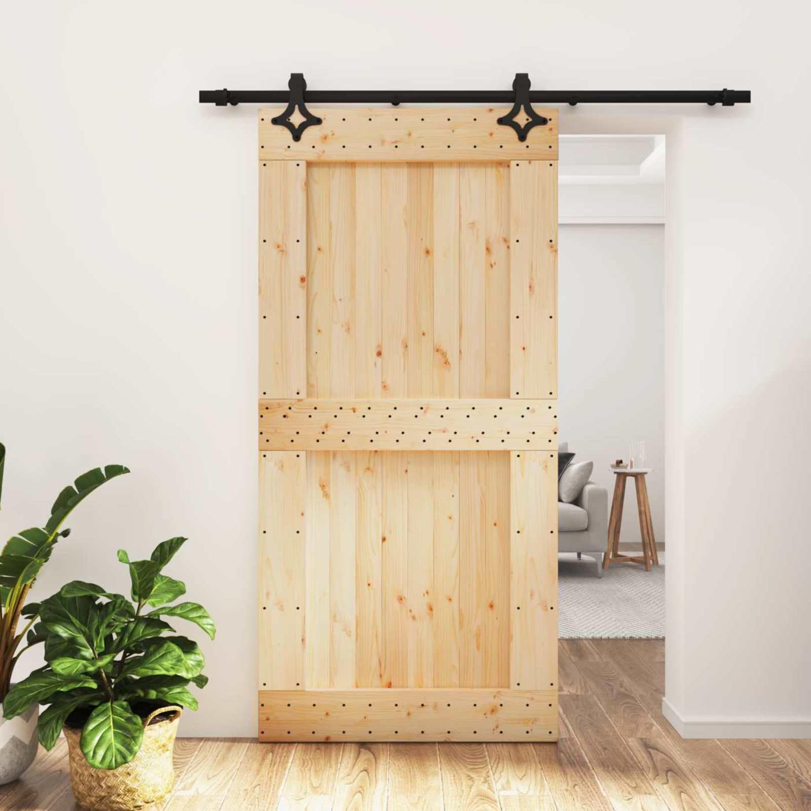 vidaXL Porta scorrevole 100 x 210 cm Naturale e Nero