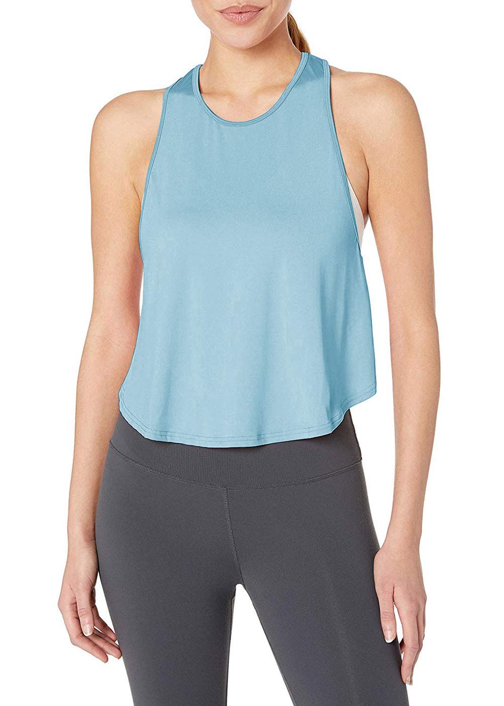 Bestisun Cropped Workout Tanks Open Back Shirts Racerback Athletic Tops for Women