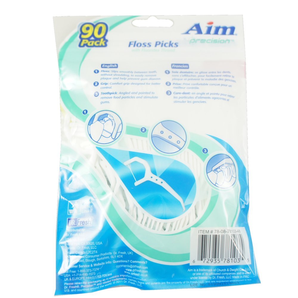 Aim Floss wykałaczki do zębów woskowana nić nylonowa - 90 Ea