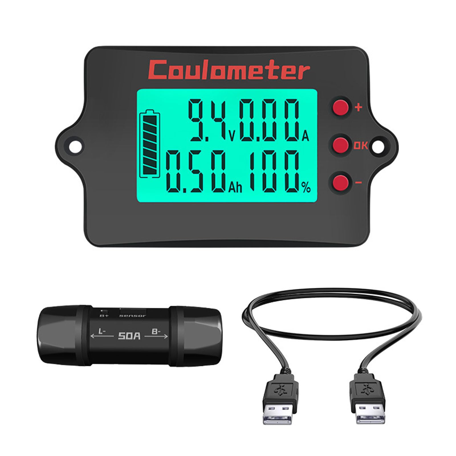 Nvoqilin 2 Meters Data Cable Accurate Voltages & Current Measurement Device High Precisions Power Meter Electrical Measuring For Battery Easy Installation Power Meter