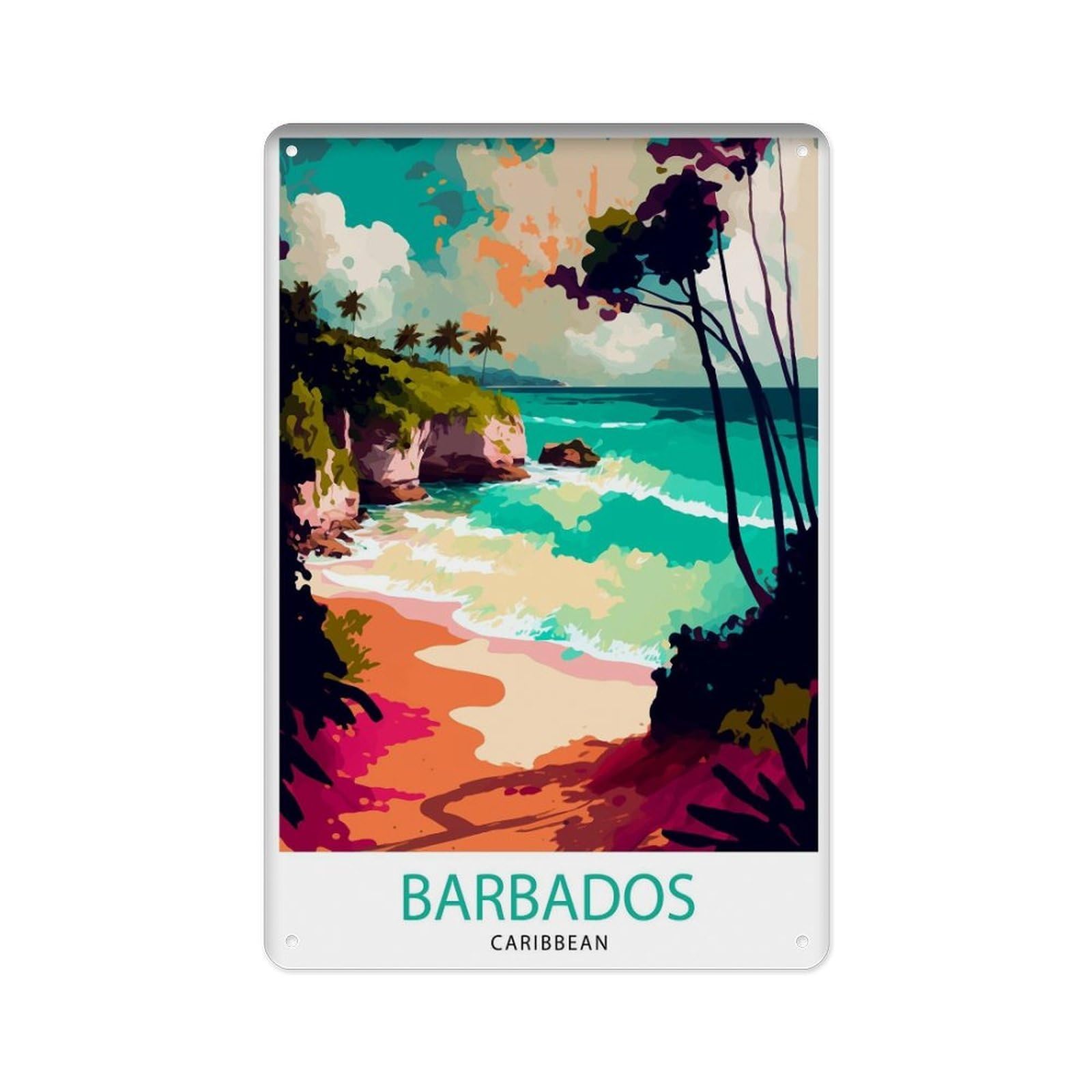 peiyeety Metal Tin Sign Barbados Barbados Poster Barbados Travel Poster Travel Barbados Caribbean Poster Barbados Art Caribbean Style 8 X 12 Inch