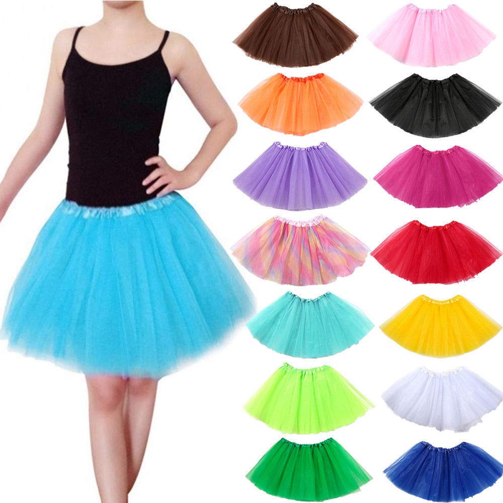 MUNDDY - Tutu Elastico Tul 3 Capas 30 CM de Longitud para niña Bebe Distintas Colores Falda Disfraz Ballet (Envio 48-72h con Seguimiento Desde Madrid)
