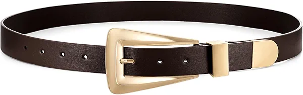 Women's Leather Belts for Jeans Pants Fashion Leather Waist Belt Ladies Dress Belts with Gold/Silver Buckle