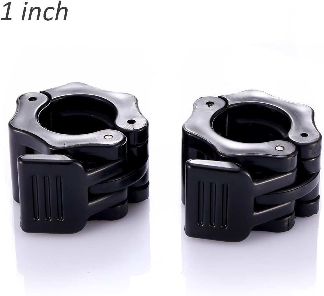 Barbell Clamp, Dreampark 1" Diameter ABS Barbells Locking Collars Clamps with Quick Release (1 Pair, Black )