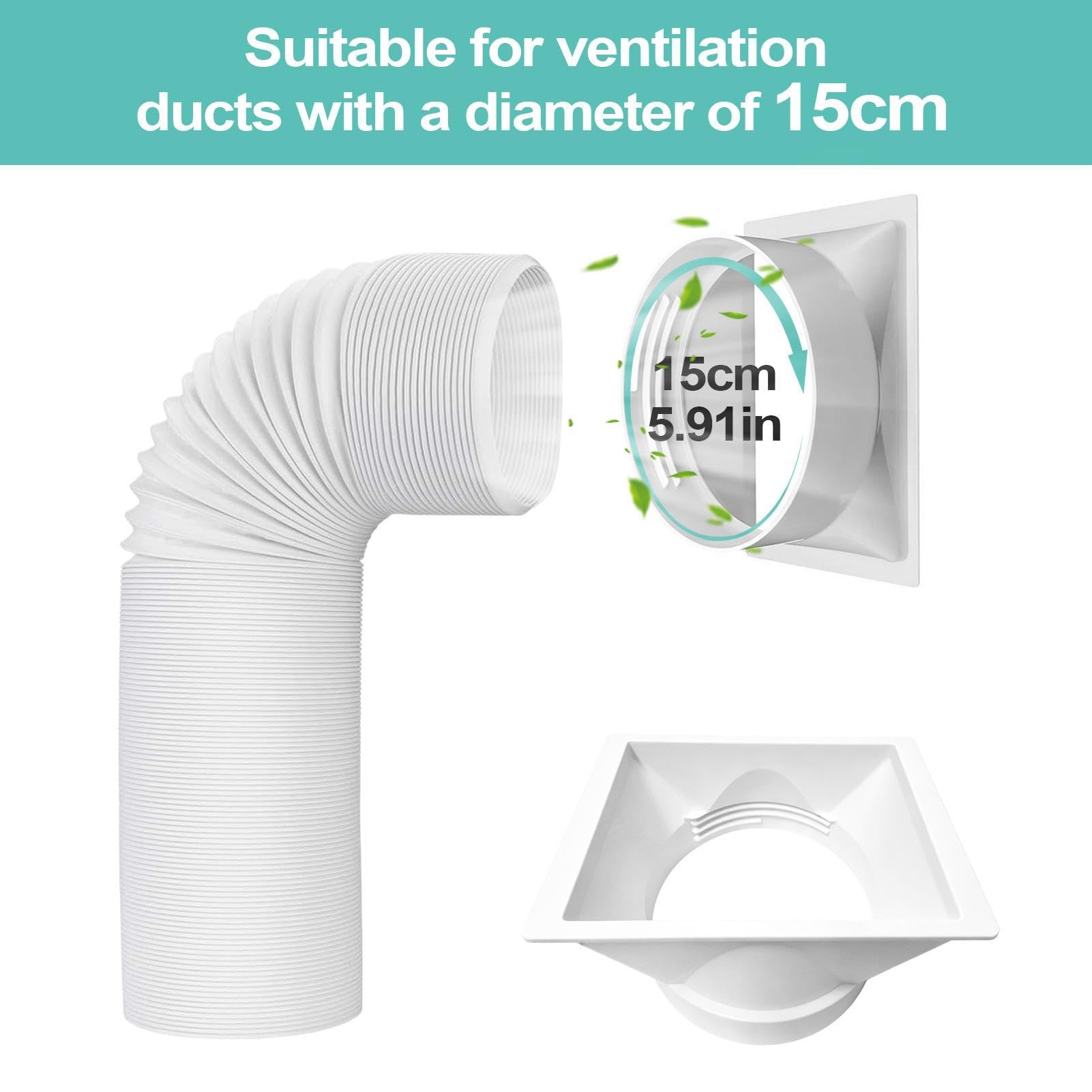 AC-Schlauchkupplung – Tragbarer AC-Entlüftungsrohrverbinder, Doppelgewinde-Drehkupplung, 15 cm ABS-Rohrverlängerung, 19 x 13 x 18 cm, Installationsarmatur, vielseitiger Adapter für