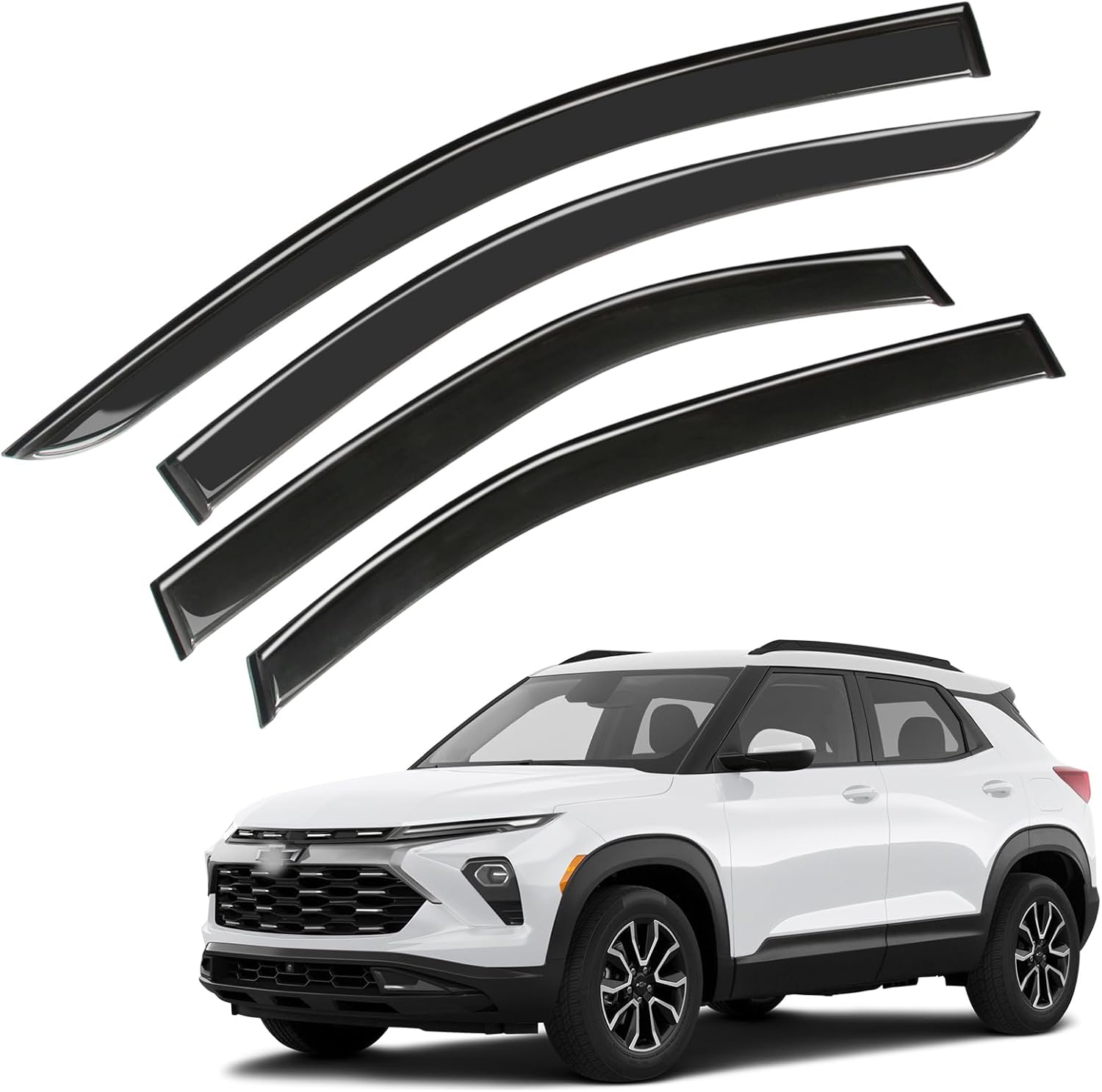 Window Visor Wind Deflector, 4PCS Tape-On Rain Guards for 2021 2022 2023 2024 2025 Chevrolet Chevy Trailblazer, Outside Mount Sun Shade Side Window Vent Visors, Black
