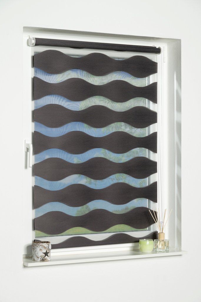 Khome 'K Wave Home Klemmfix Roller Blind without Drilling – Charcoal 60 cm x 150 cm (W x L)