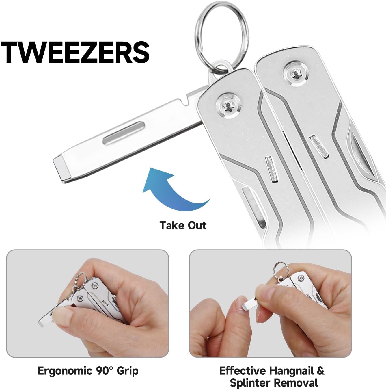 NexTool Micro Sailor Scissors S0 attached to a keychain and held in hand