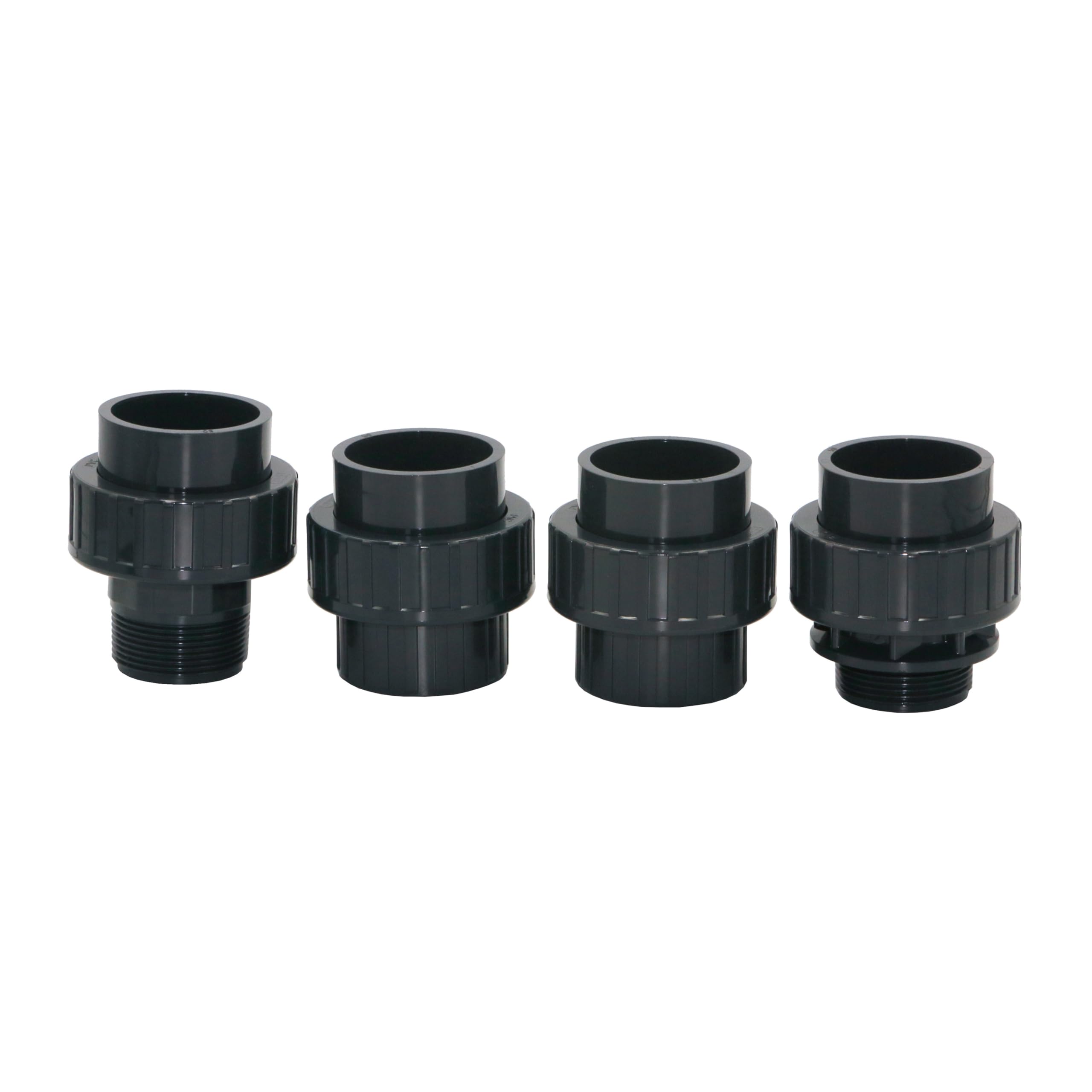 HAF 10x PVC Fittings Verschraubung mit 50mm | Klebemuffe x Klebemuffe | Adapter aus grauem PVC-U | PN16 für PVC Rohr, Poolfitting, Schwimmbad, Poolverrohrung, Druckleitung, Rohrleitung & Teich