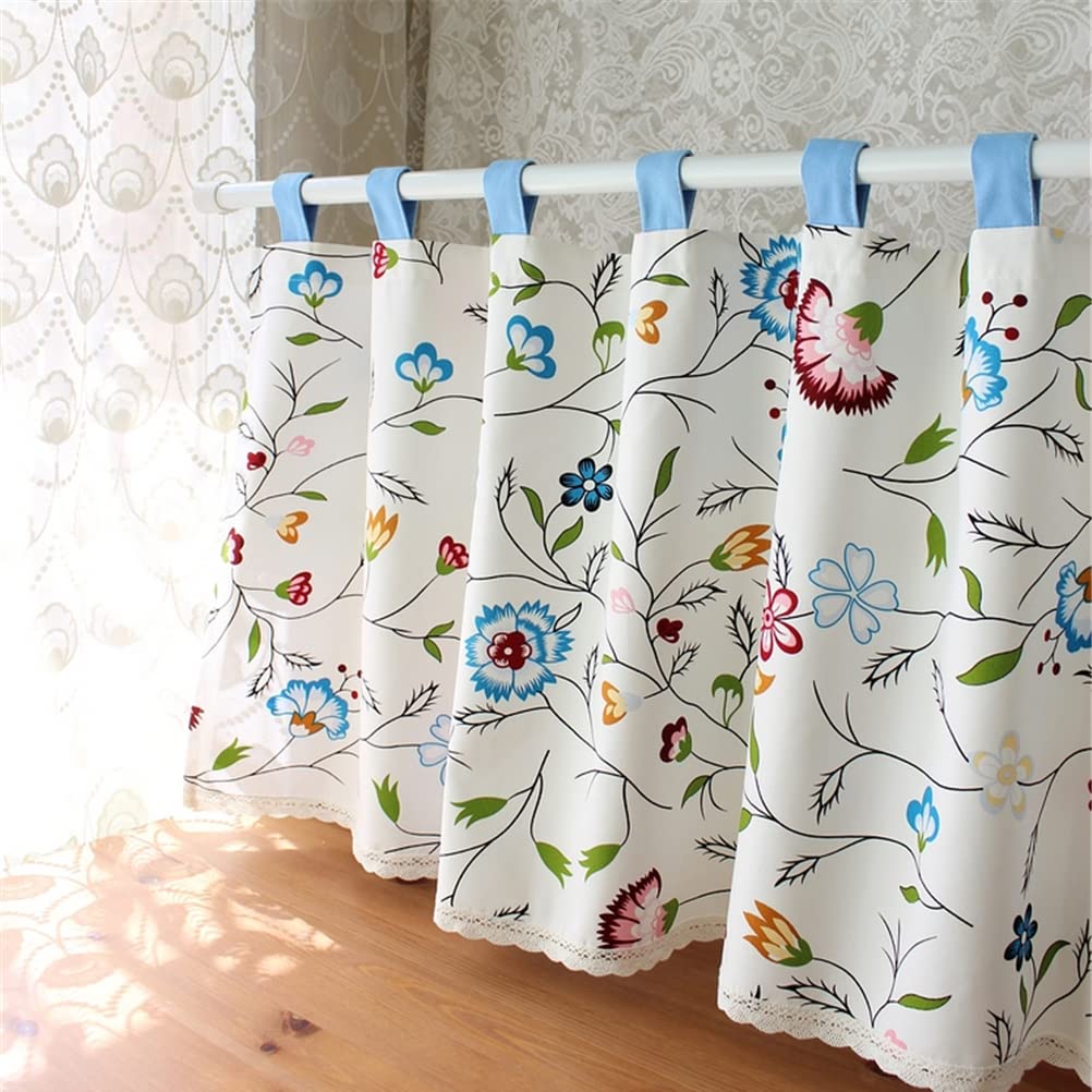 Surwin Vintage Rideau De Cuisine Court Fleurs - Demi Rideaux Brise-Bise à Disques - Panneaux Cantonnières Pour Fenêtre, Maison, Porte, évier, Petite Bistro (60x150cm, Dentelle