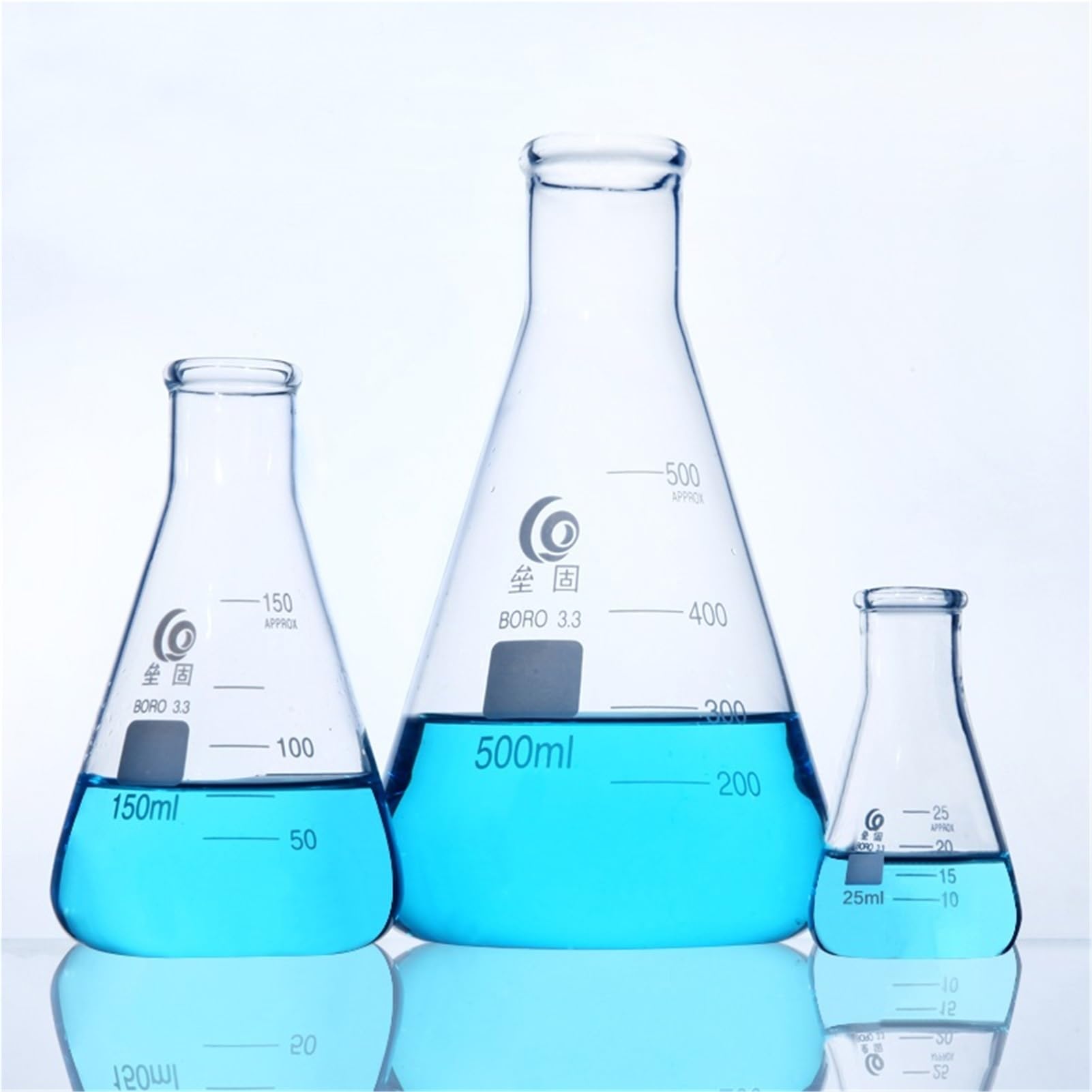 3 unids/Set matraz de Vidrio cónico matraz Erlenmeyer de Vidrio de borosilicato Alto Botella Triangular Herramientas de Laboratorio o Cocina(2set) | 2set