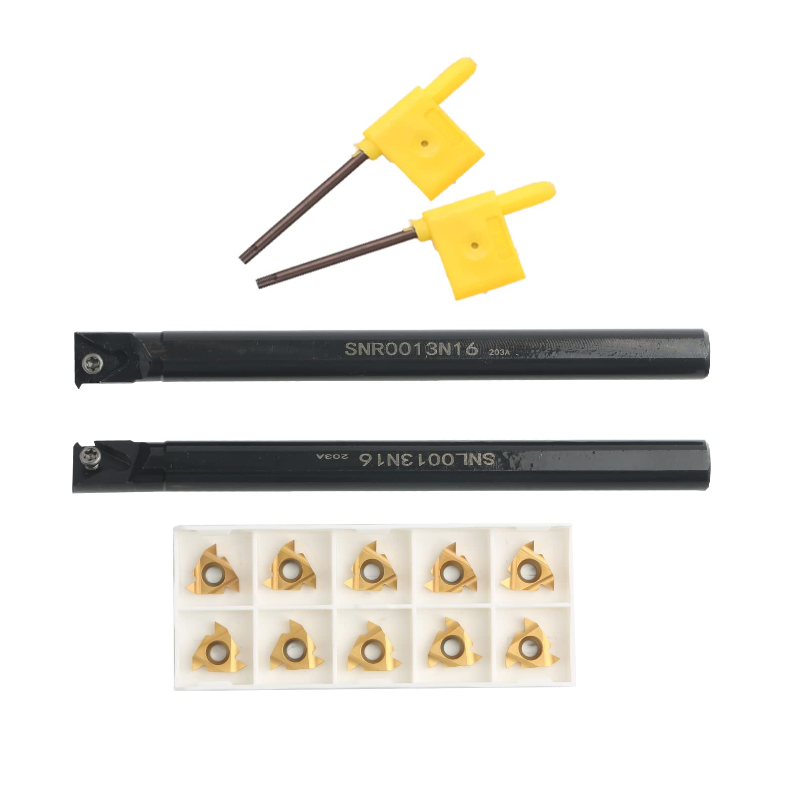 ASZLBYM Support Tournage CNC + 10 Inserts Carbure - Filetage Intérieur - SNR0013M16 + 16IR AG60