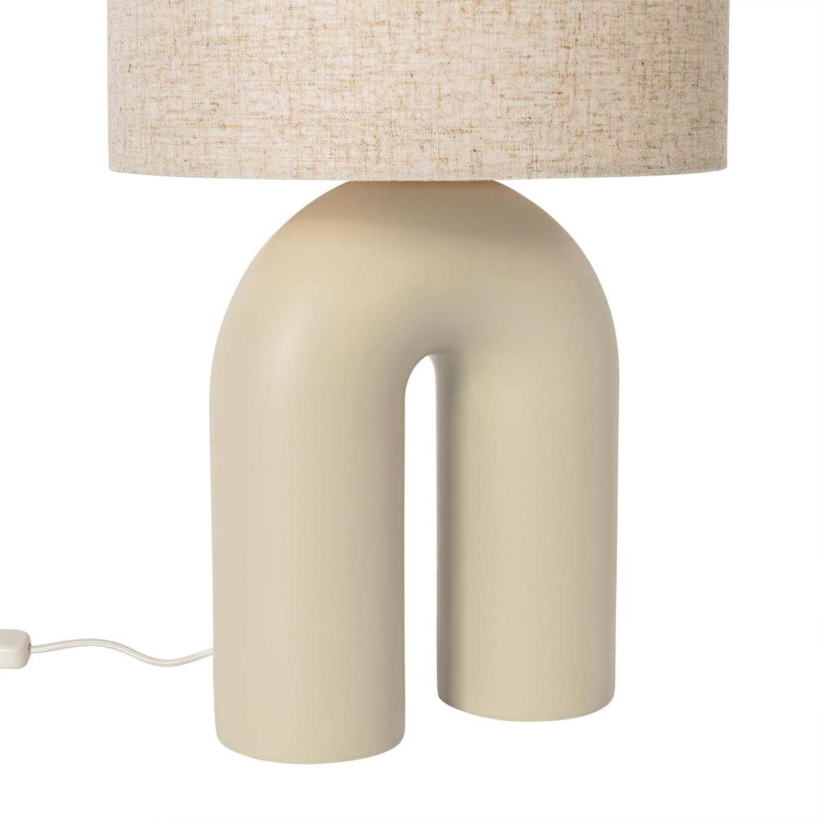 Qazqa Design Tischleuchte mit Schirm, Tischlampe - Lotti - Beige, max. 40W, Geeignet für LED, 59cm, Ideal als Flur, Küche lampe, Schlafzimmerlampe und Wohnzimmerlampe