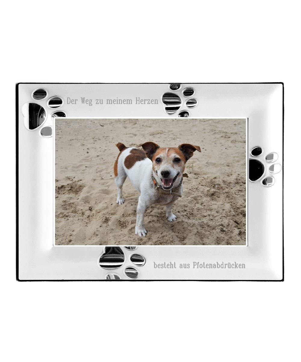 Cornice portafoto impronte di cane, cornice per foto di cani, impronte di zampe Formato 10 x 15 cm, incisione personalizzata, cornice con impronte e incisione del nome (incisione fino a 30