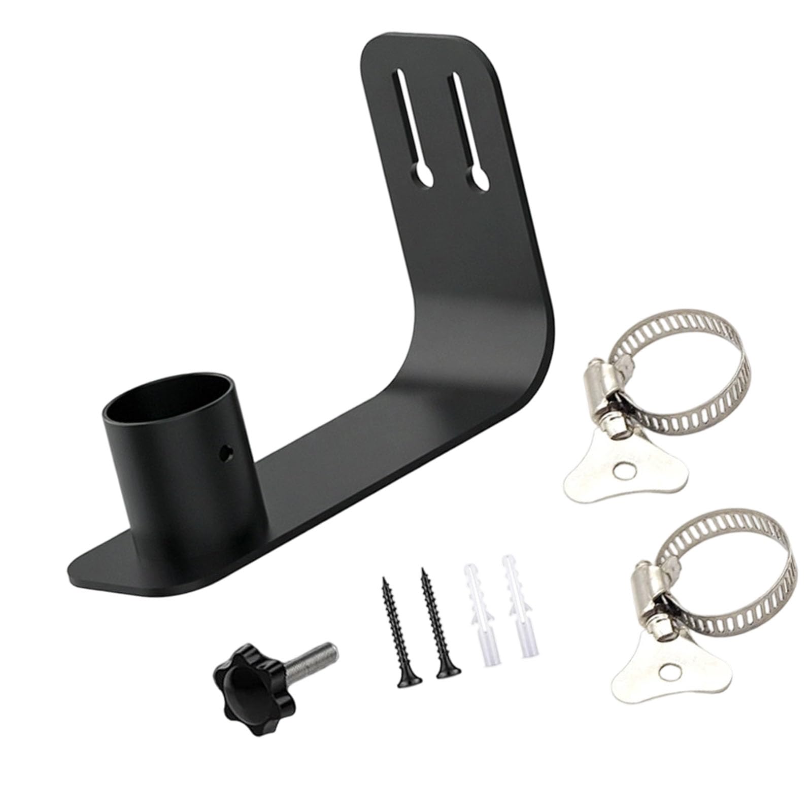 Wall Mount Bracket for Bird Feeder, Outdoor Metal Hardware with Clamp Fasteners for Garden Placement and Patio Setup Needs and Clamps for Wall Installation or Round Post Attachment Areas