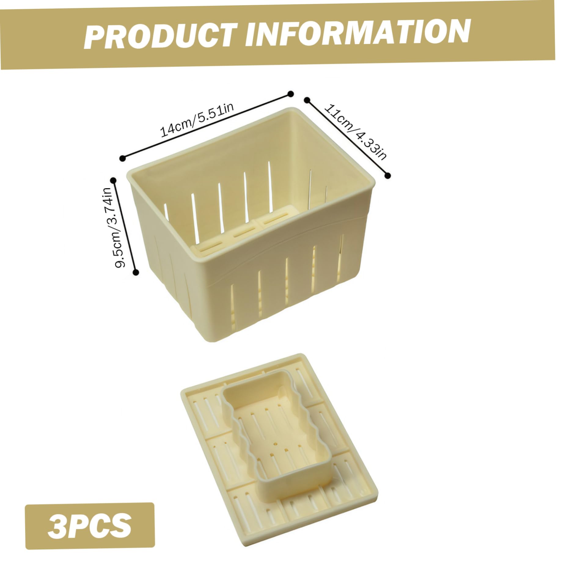 3pcs Tofu Maker, Tofu Press 5.5x4.3x3.7In Tofu Maker Food Grade Pp Tofu Moule Rectangular DIY Cheese Press Kitchen Gadgets, tissu non inclus