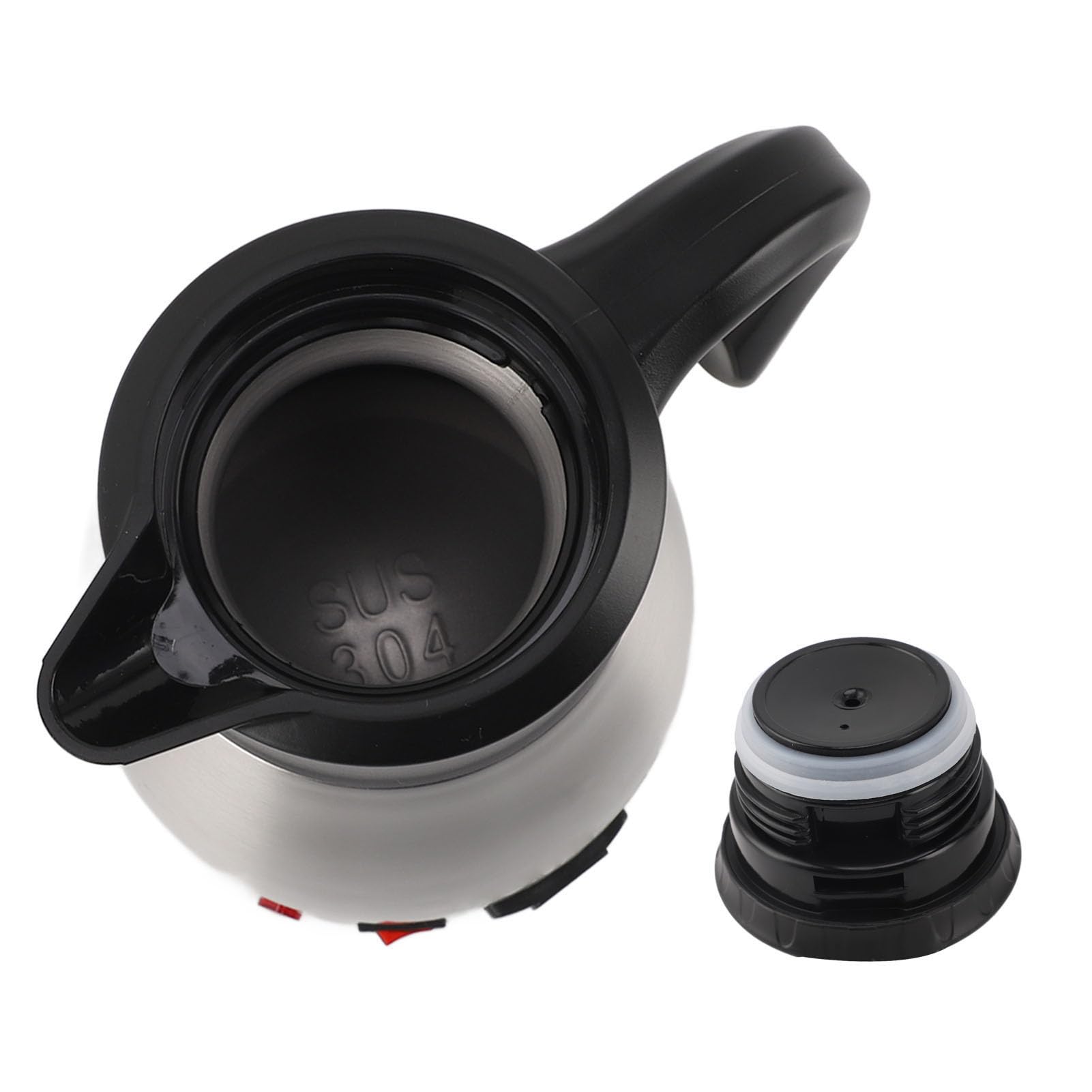 POENVFPO Hervidor de Agua Eléctrico de 12V para Coche, Caldera de Agua Portátil de Gran Capacidad de Acero Inoxidable para Viajes Al Aire Libre, 1300ML