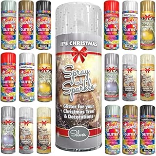 Classic Signature - Glitter Spray Paint 200ml Decorative, Creative, Dazzling Effect to Your Hobby Art and Craft Use (1 Pack, Christmas Silver)