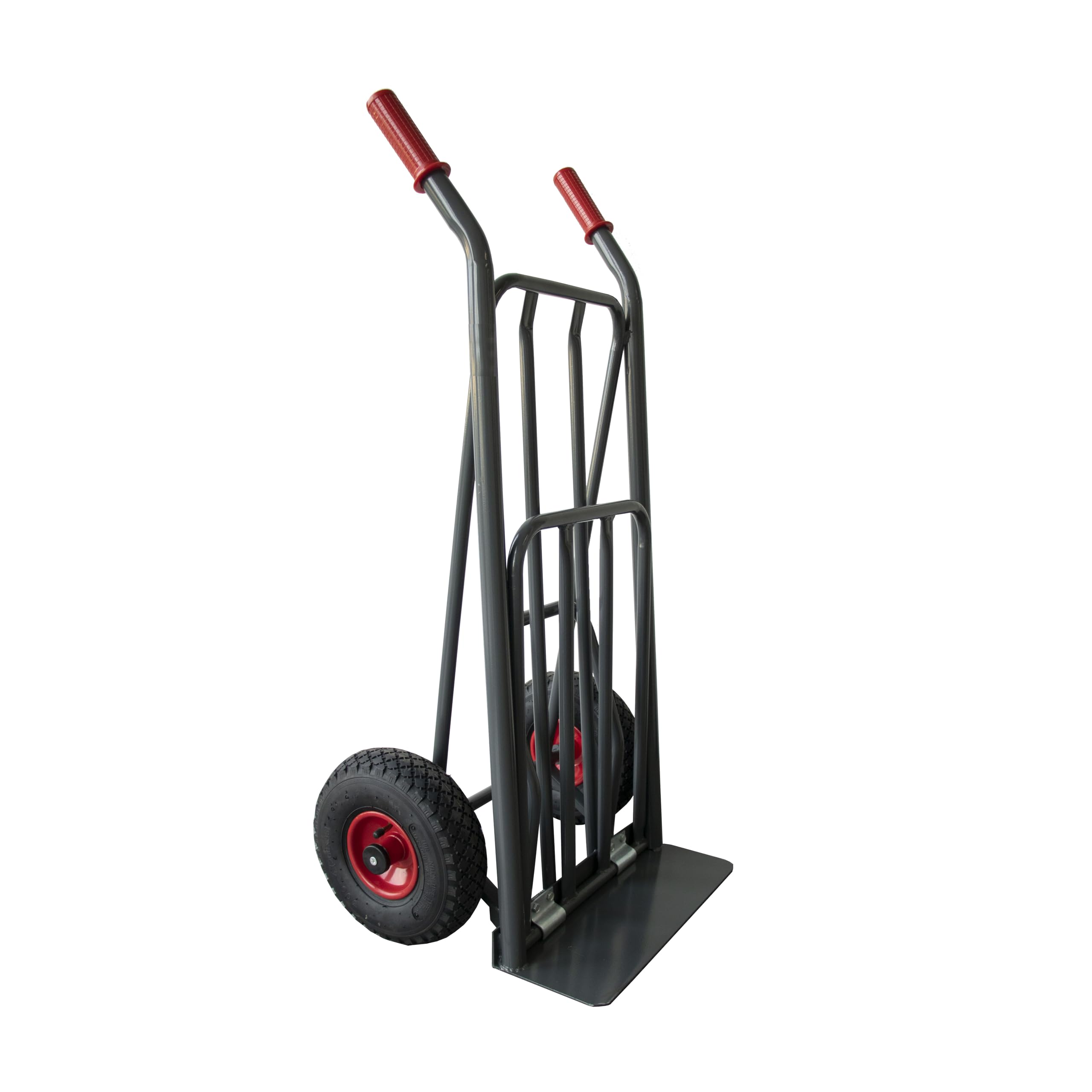 Ravendo Profi Sackkarre klappbar Transportkarre 250kg mit Easy-Tip-Funktion (Easy-Tip für leichtes Kippen und 50% Gewichtsbelastung, hochwertiges Luftrad, zusätzliche Ladefläche) Grau, sehr robust