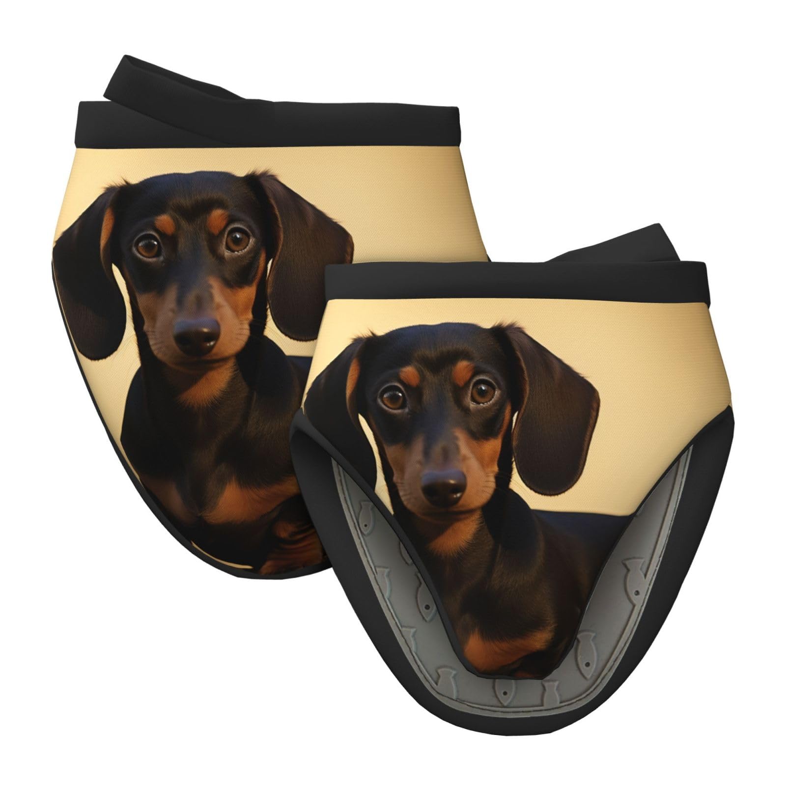 Oven Mitts Mini Oven Gloves Silicone Heat Resistant Cooking Mini Oven Mitt A Cute Dachshund Cooking Gloves Non-Slip Pinch Mitts Kitchen Mittens for Grilling Microwave Baking BBQ
